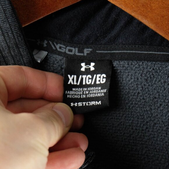 Under Armour Sweater Boys Extra Large Gray Striped Storm Quarter Zip Lightweight - Picture 8 of 8